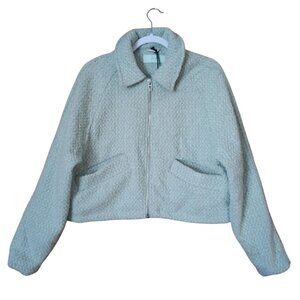NWT Blank NYC Women's Mint Green Crop Tweed Jacket Size LARGE New
